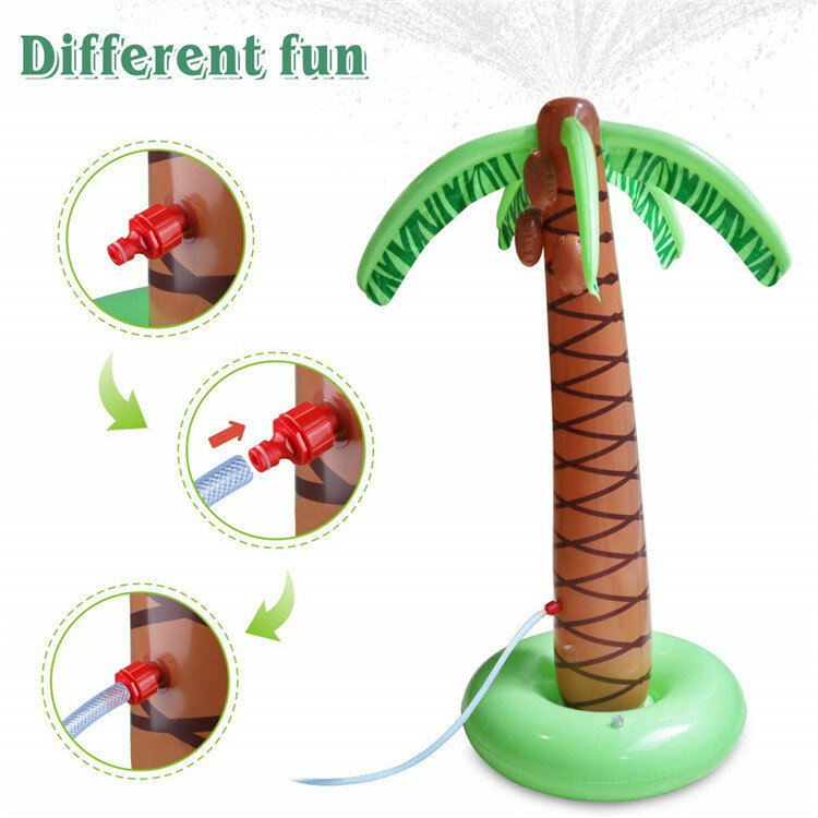 Inflatable Palm Tree Sprinkler Toy Water Play Sprinkler Outdoor Summer Ball Toy for Swimming Party Beach Pool Play Kids
