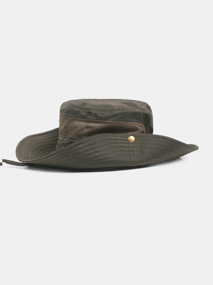 Men Wide Brim Outdoor Climbing Fishing Sunvisor Breathable Adjustable Bucket Hat