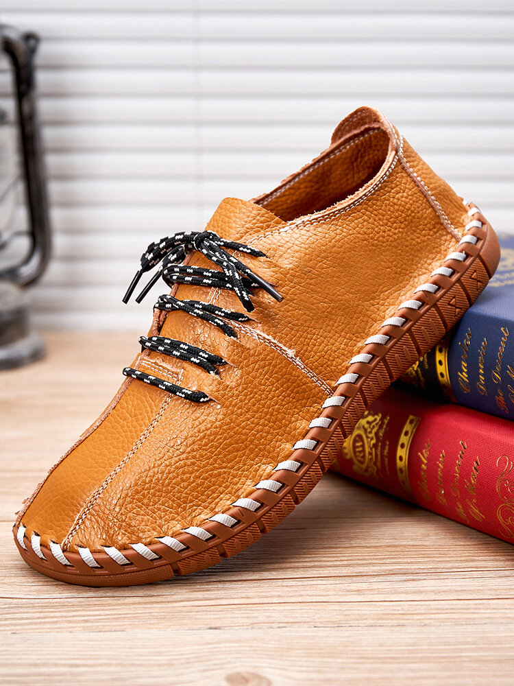Exactly Mysterious prototype Menico Men Comfort Round Toe Lace Up Driving Casual Cow Leather Shoes -  NewChic