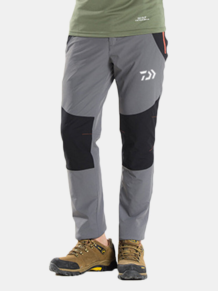 

Mens Outdoor Elastic Waist Zipper Fly Water-repellent Windproof Climbing Sport Pants, Beige;gray;royal blue