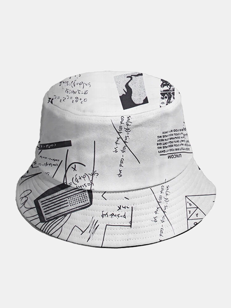 Unisex Mathematics Graffiti Pattern Printing Fashion Unique Bucket Hat