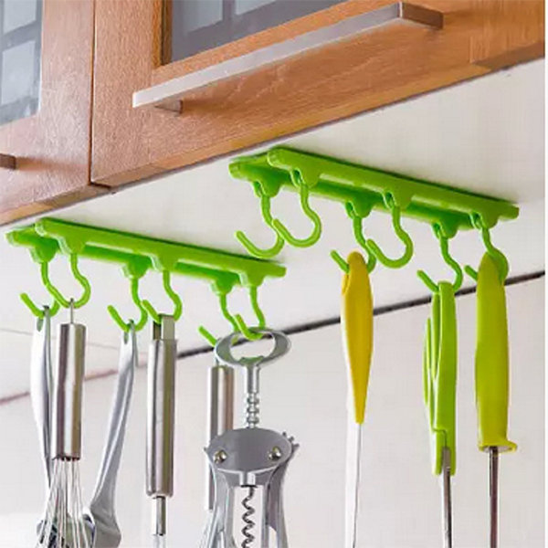 Six Catch Kitchen Ceiling Hanging Hook Candy Colors Cabinet Storage Rack Abs Bearing Holder
