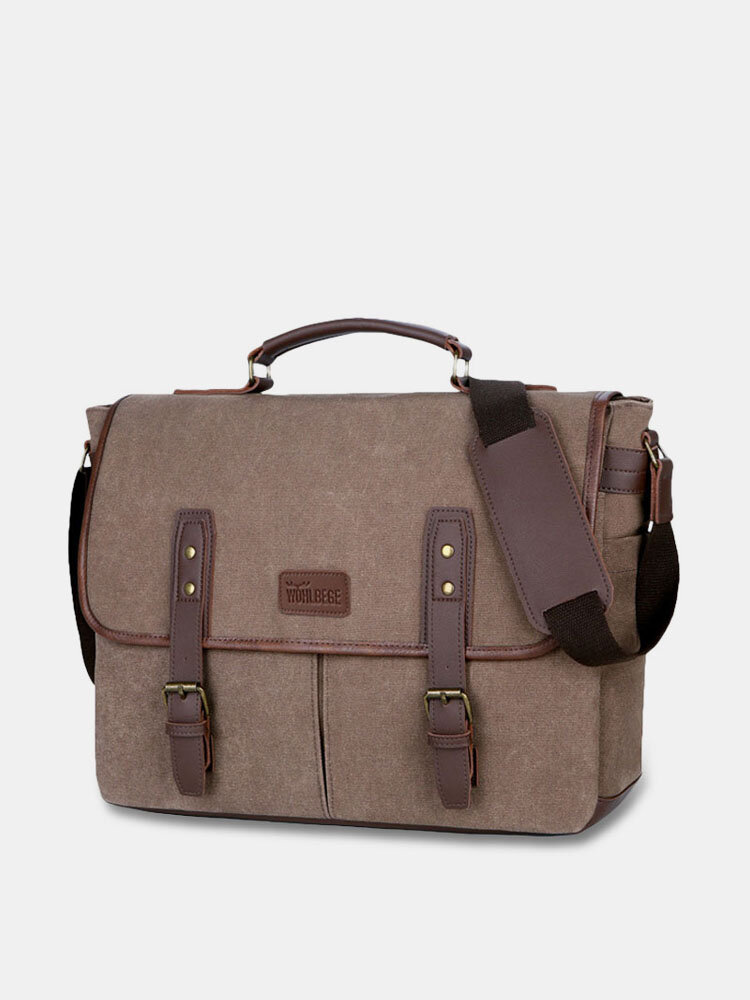 Men Canvas Vintage Business Messenger Bag Laptop Bag Crossbody Bag Handbag