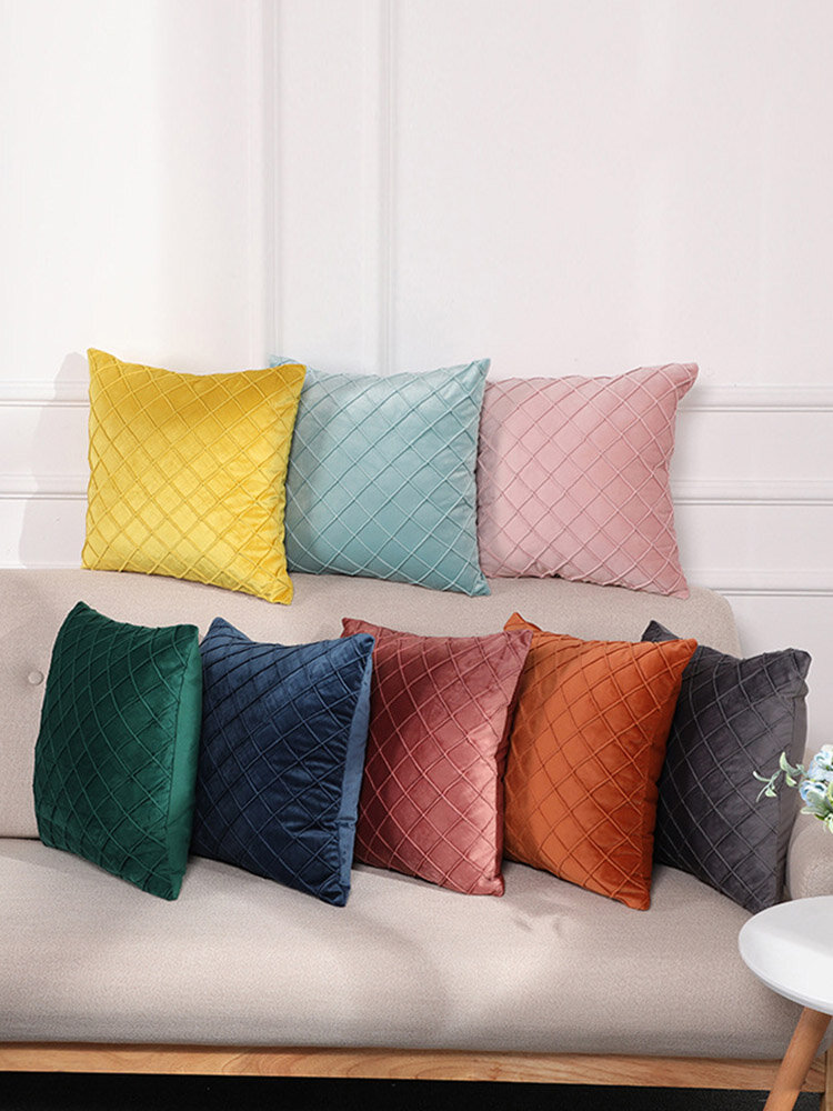 1 PC Velvet Solid Lattice Decoration In Bedroom Living Room Sofa Cushion Cover Throw Pillow Cover Pillowcase
