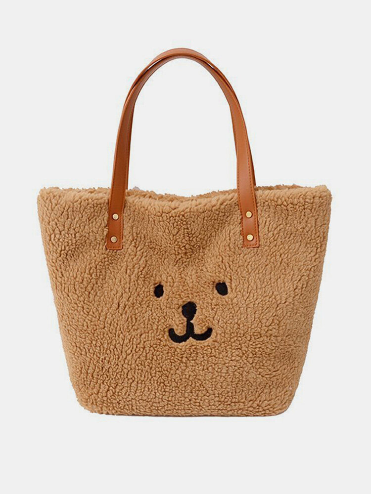 Women Plush Bear Large Capacity Handbag Shoulder Bag