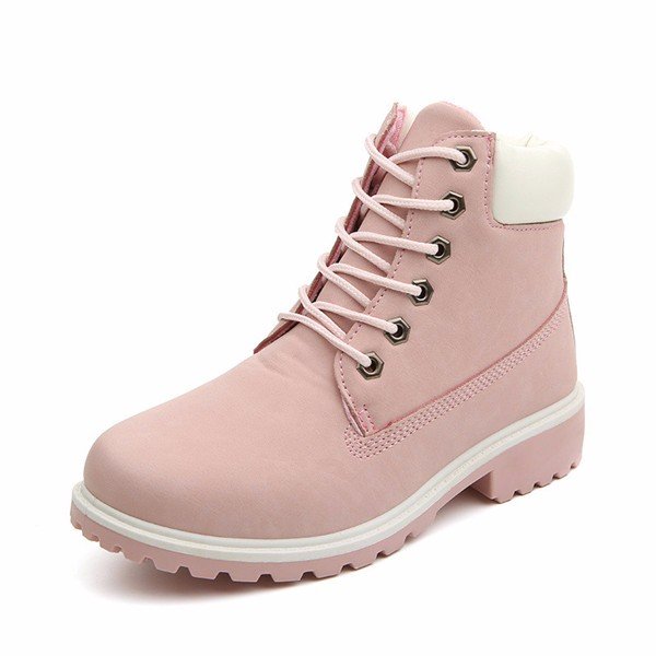 Candy Color Lace Up Ankle Casual British Style Boots