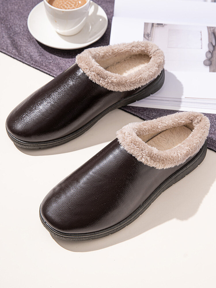 Men Comfort Round Toe Home Shoes Slip On Waterproof House Slippers