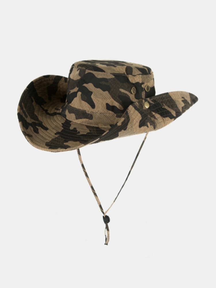Men Wide Brim Camouflage Bucket Hats Outdoor Jungle Fisherman Foldable Sun Cap от Newchic WW