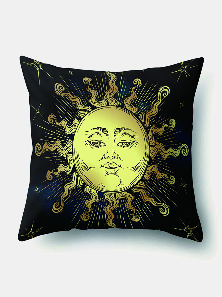 1 STÜCK Sonne Mond Mandala Muster Kissenbezug Dekokissenbezug Heimtextilien Planeten Kissenbezug