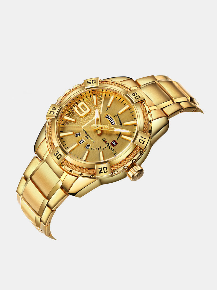 NAVIFORCE Waterproof Luminous Mens Watches Date Display Watch Luxury Stainless Steel Wrist Watches