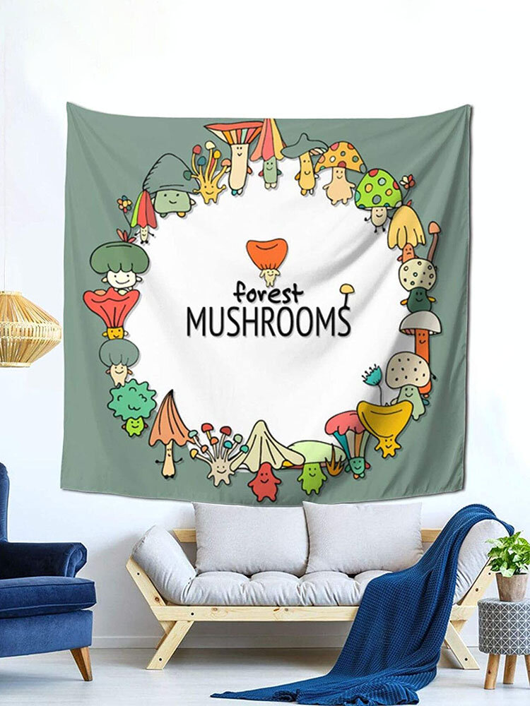 

1PC Mushroom Cartoon Printing Tapestry Home Decor Living Room Bedroom Photo Prop Wall Art Tapestries