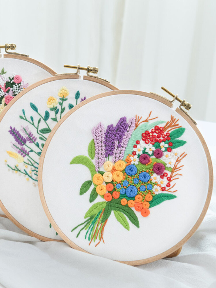 

3D Bouquet Flower Printed 3D DIY Embroidery Kits Art Sewing Knitting Package Handmade Beginner DIY