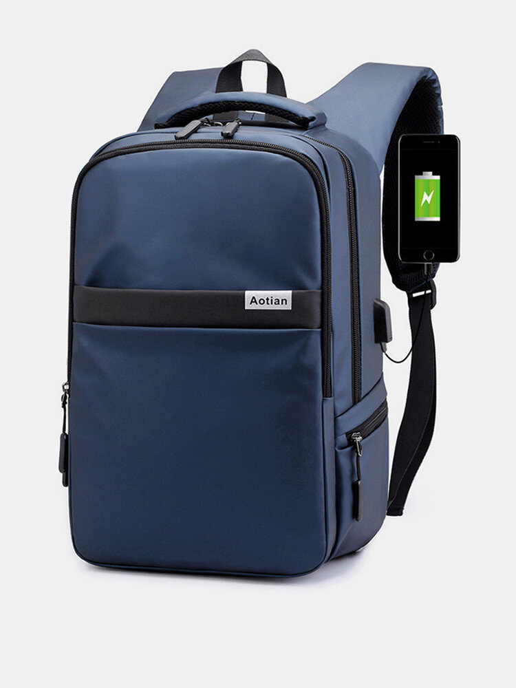 Men Oxford USB Charging Waterproof Multifunction Large Capacity 15.6 Inch Laptop Bag Backpack