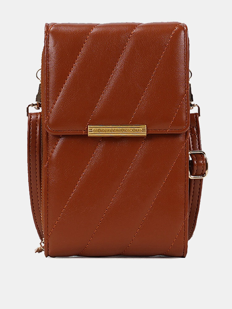 Women Faux Leather Brief Multifunction Mini Crossbody Bag Phone Bag