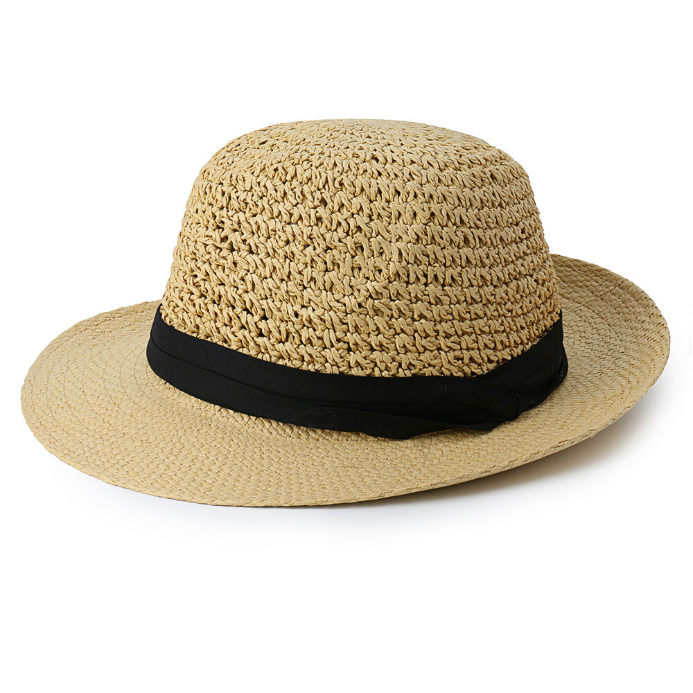 

Men Women Straw Knited Sunscreen Jazz Cap Outdoor Casual Travel Visor Hat, Khaki;black;white;beige;1