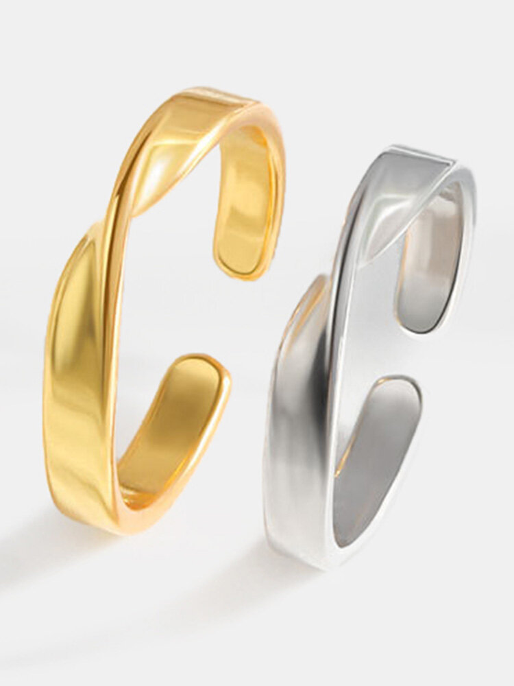Trendy Simple Irregular Twist Mobius Ring Circle-shaped Adjustable Opening Copper Ring