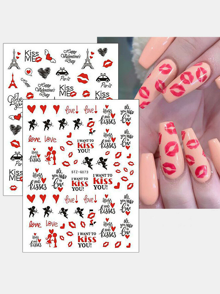 

3D Nail Art Stickers Rose Cupid Eros Love Lip Adhesive Valentine's Day Stickers