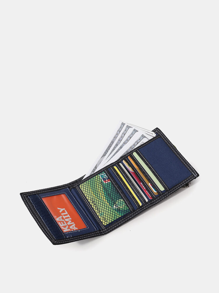 Men Vintage Nylon Multi-Slots Trifold Short Wallet Casual Purse