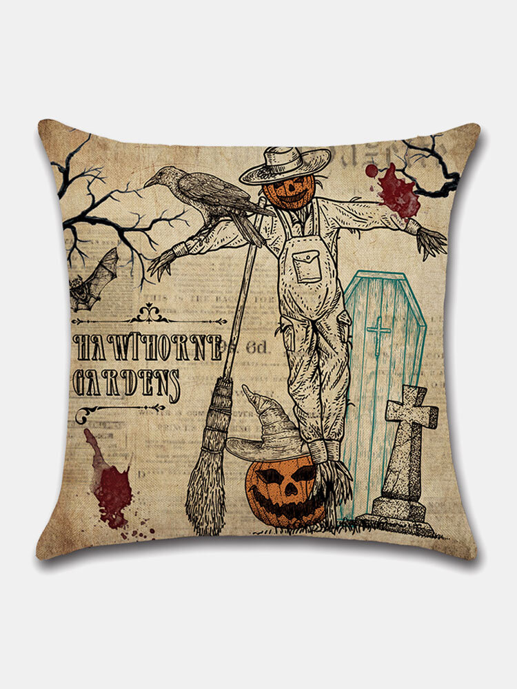 1 PC Retro LinenHalloween Decoration In Bedroom Living Room Cushion Cover Throw Pillow Cover Pillowcase