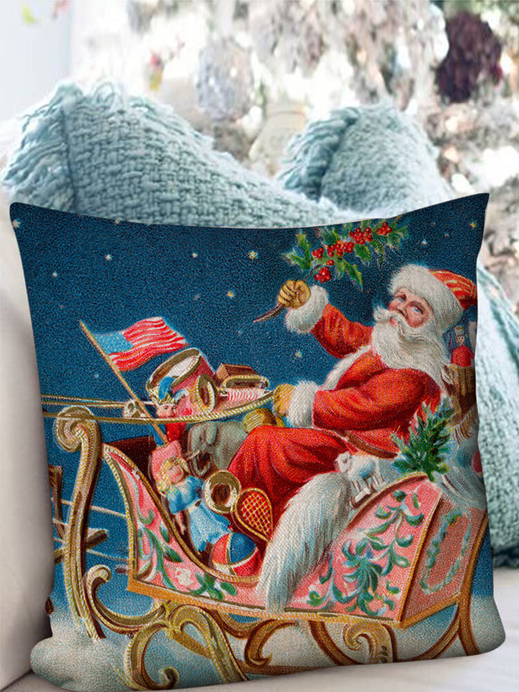 

1 PC Linen Christmas Santas Claus Decoration In Bedroom Living Room Sofa Cushion Cover Throw Pillow Cover Pillowcase