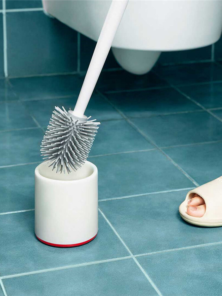 Toilet Brushes and Holder Cleaner Set Silica Gel Floor-standing Bathroom Cleaning