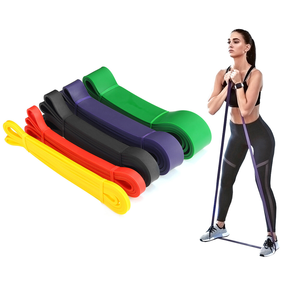

5-120Lbs Latex Resistance Bands Sports Yoga Pull Up Elastic Rope Fitness Strength Training Band, Yellow;red;purple;green