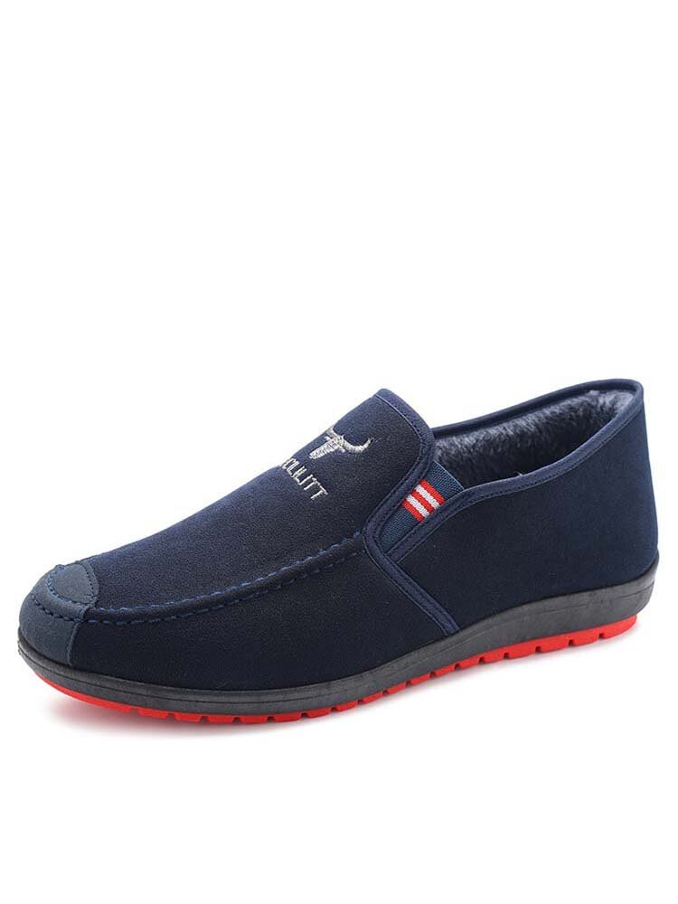 Men Synthetic Suede Warm Lining Casual Slip On Shoes