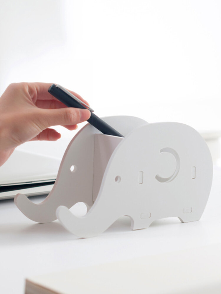 DIY Portable Removable Cartoon Phone Holder Elephant Desktop Flat Stand Stationery Storage Boxes