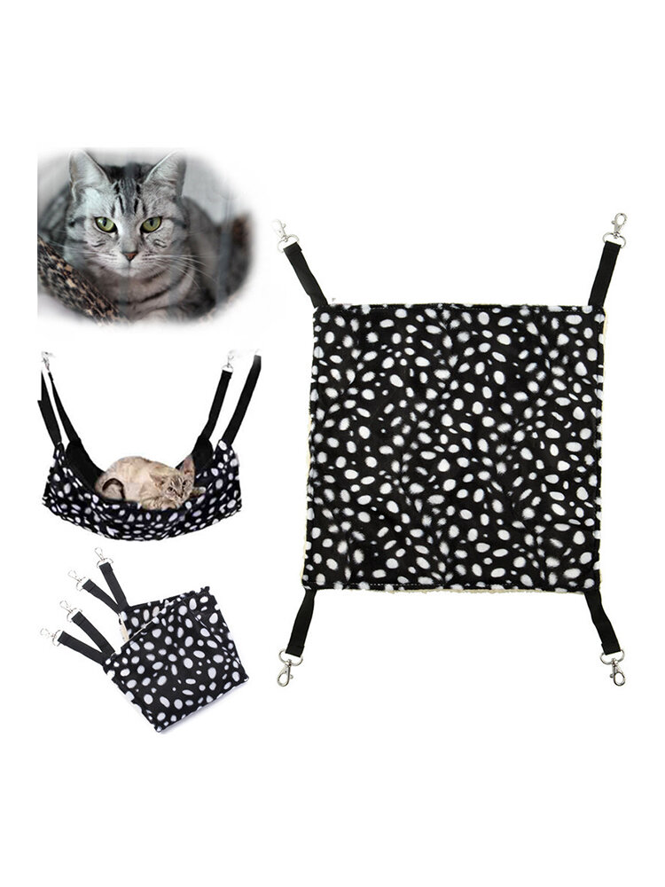 Warm Pet Animal Cat Kitty Hanging Ferret Hammock Polka Dot Design Bed Cage Pad