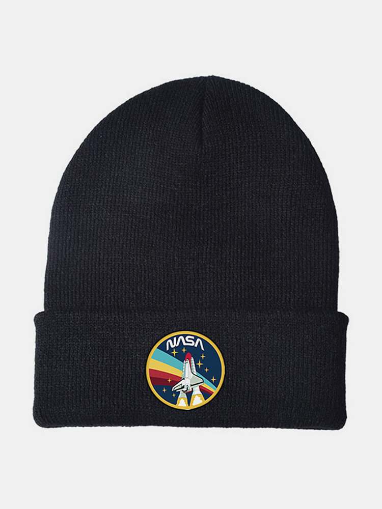 

Men & Women Wool Warm Windproof Sunvisor Rocket Printing Knitted Hat Beanie Hat, Black