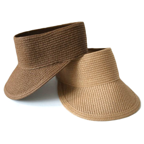 

Women Summer Wide Brim Empty Top Caps Casual Foldable Visors Beach Straw Hat, Khaki;black;beige