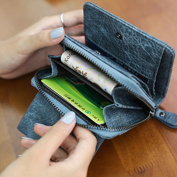 Women PU Leather Coin Bag Card Holder Mini Bifold Wallet 