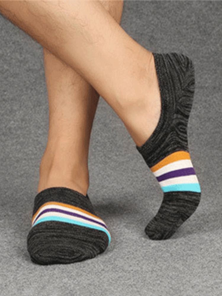 Mens Non-slip Stripe Vogue Casual Wild Soft Comfortable Cotton Boat Socks Short Tube Socks
