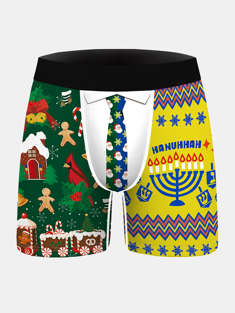 Funny Print Multi-Color Mens Underwear Comfortable Christmas Boxer Briefs