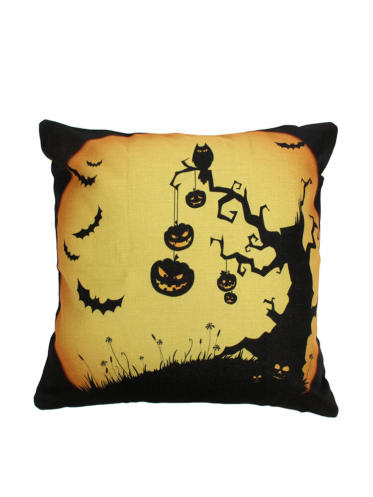 Throw Cushion Cover Cotton Linen Pillow Case Halloween Skull Sofa Home Decor DE 