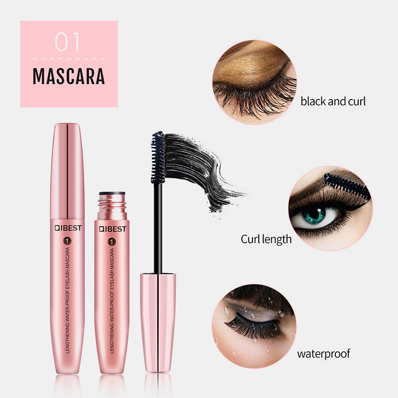 4D Fiber Mascara Set Waterproof Without Blooming Thick Slender Deep Moisturizing Graft Eyelashes