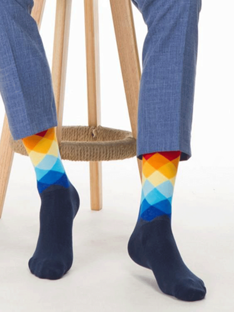 Men Sub-gradient Cotton Breathable Socks Comfortable Casual Sports Long Tube Socks