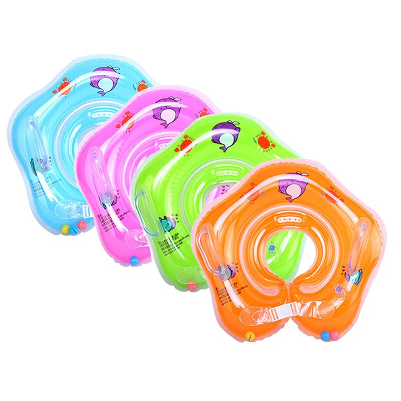 

Swimming Baby Accessories Neck Ring Tube Safety Infant Float Circle for Bathing Inflatable Flamingo Inflatable Water, Blue;orange;pink;green