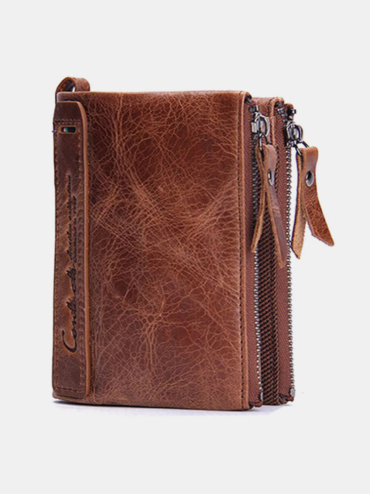 Women Genuine Leather 6 Card Slots Photo Card Money Clip Coin Purse Multifunctional Wallet