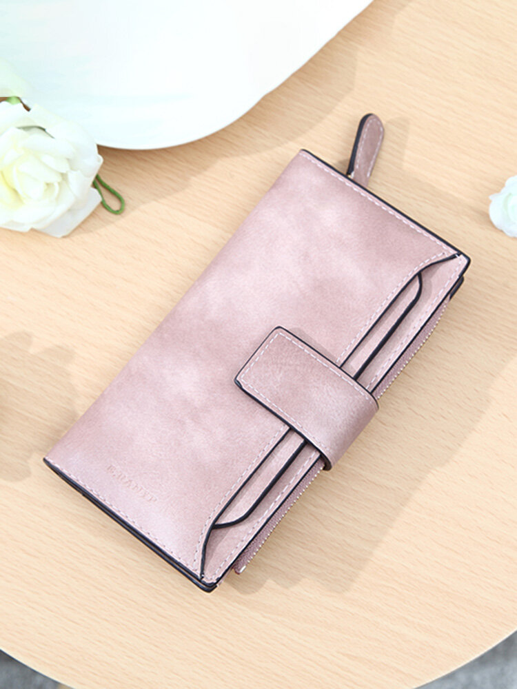 Elegant Candy Color PU Leather Long Wallet 5.5 inch Phone Bag Card Holder Purse For Women