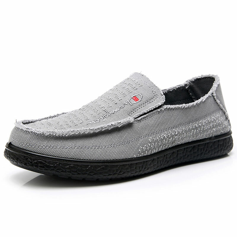 Mens Washed Canvas Breathable Slip On Casual Loafers