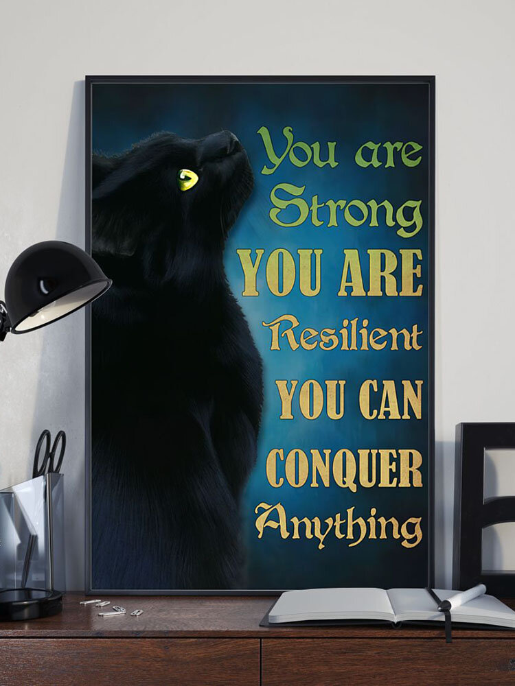 Black Cat And Letter Pattern Canvas Painting Unframed Wall Art Canvas Living Room Home Decor