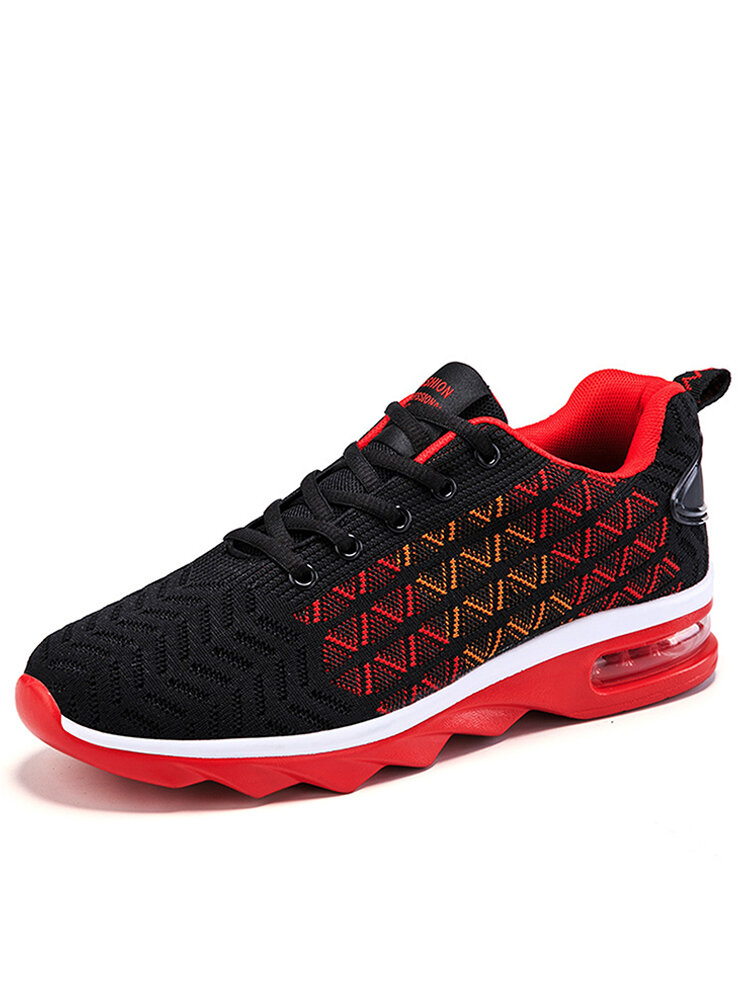 Men Breathable Knitted Fabric Light Weight Air Cushion Sports Running Shoes