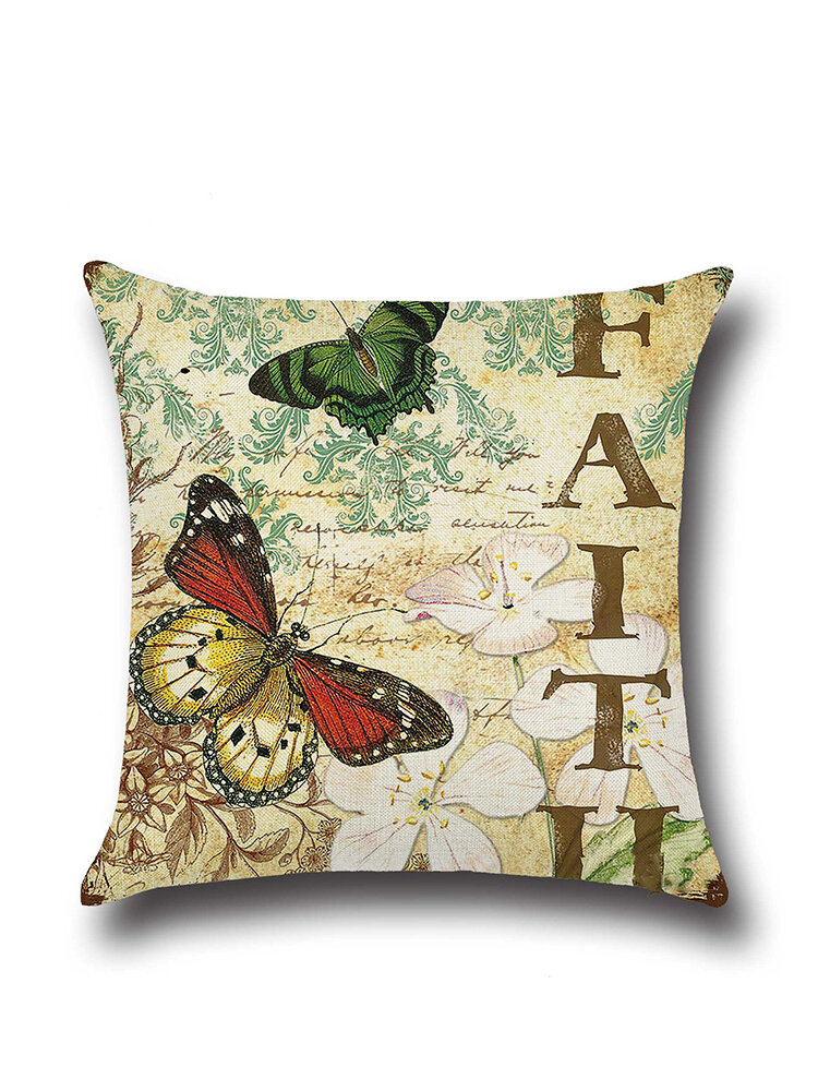 Home Carino Farfalla Cuscino in lino Cuscino per divano Cuscino per ufficio Siesta