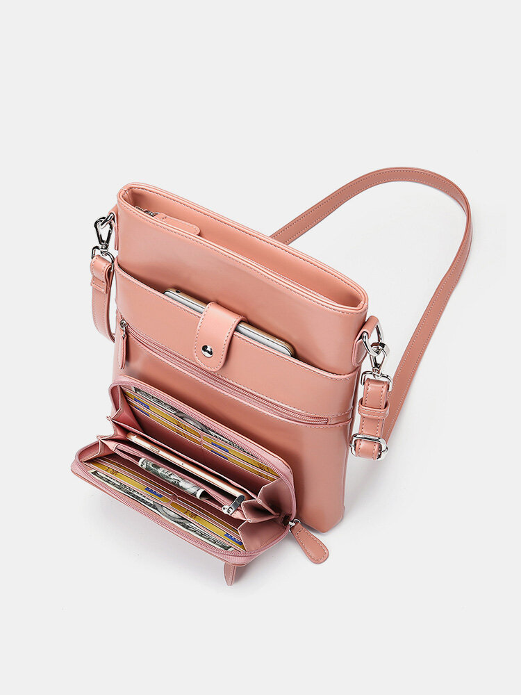 Women Anti-theft Solid 2 Picese Multifunction Crossbody Bag