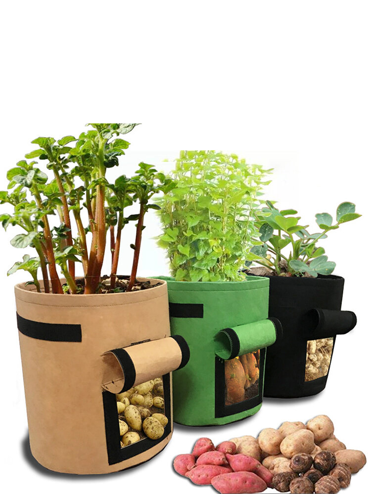 7 Gallon Potato Grow Bags Vegetables Planter Tub Dark Green PE Material 34*35cm 