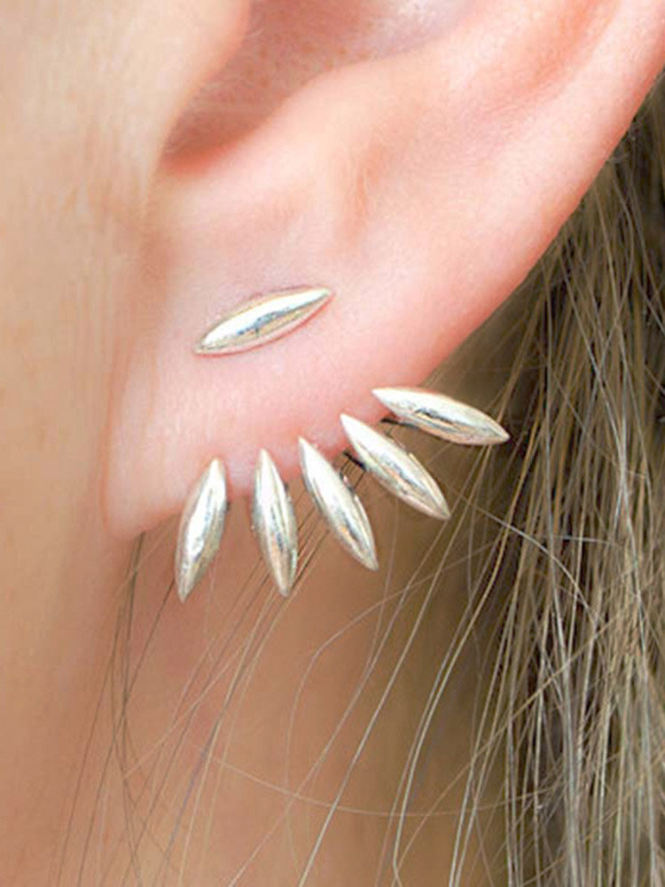 Trendy Leaf Punk Gold Silver Ear Stud Spiky Spike Claw Women Earrings 