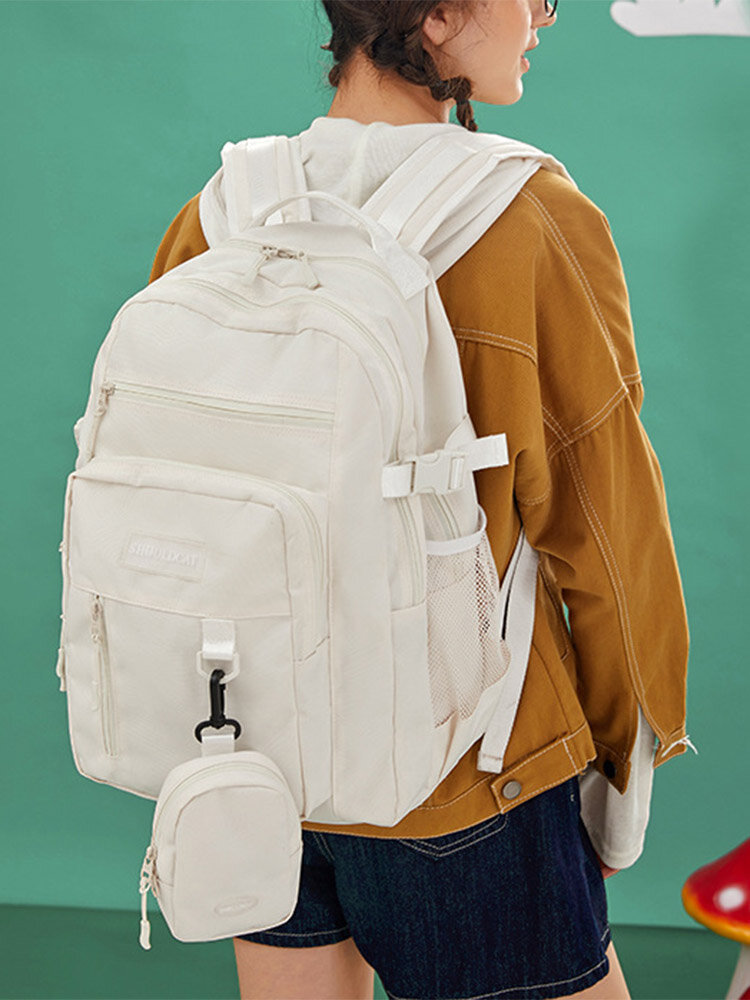 Preppy Dacron 15.6 Inch Laptop Bag Splashproof Multi-pockets Backpack With Multifunction Pocket