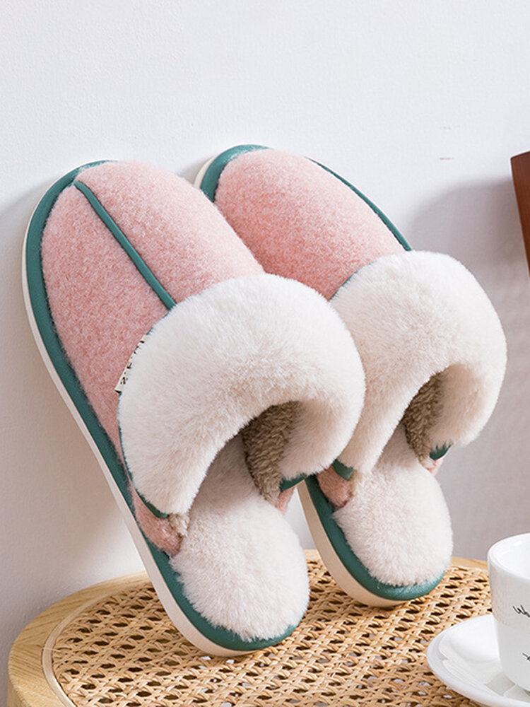 Plus Size Women Soft Comfy Closed Toe Warm Plush House Slippers