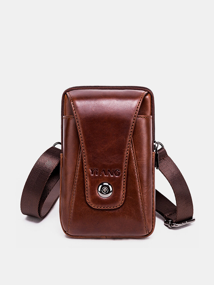 Genuine Leather Waist Bag Vintage Multi-functional Phone Bag Crossbody Bag For Men